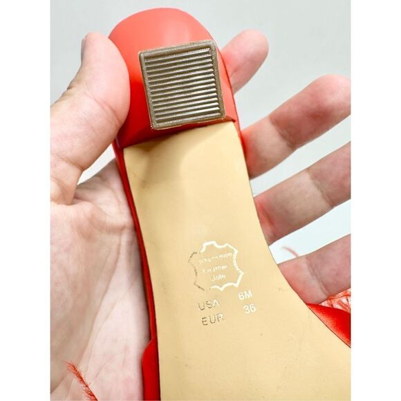 Nina Sandals Womens Size 6 Red Feather Embellished Slip On Open Toe Shoes - Picture 8 of 10